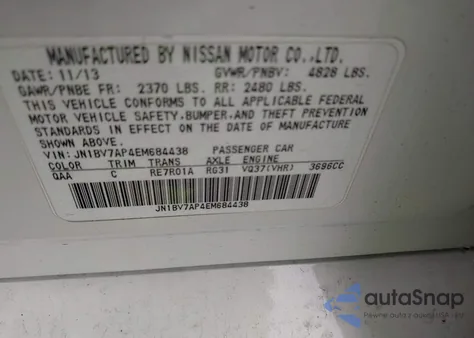 2014 Infiniti Q50 Premium from USA, damaged, VIN JN1BV7AP4EM684438